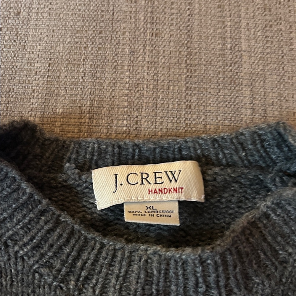 J. Crew Charcoal and Crimson Handknit Crewneck Sweater - Picture 2 of 6